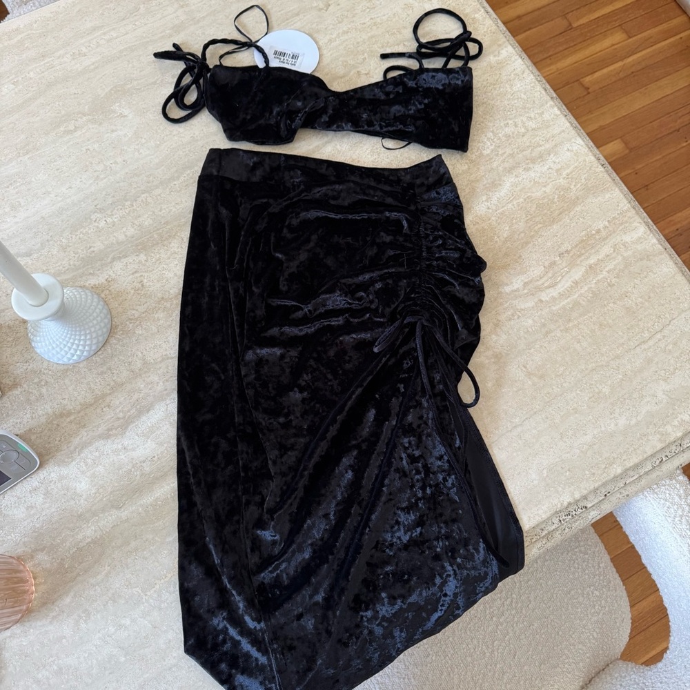 Elegant Black Velvet Skirt Set by [Brand]